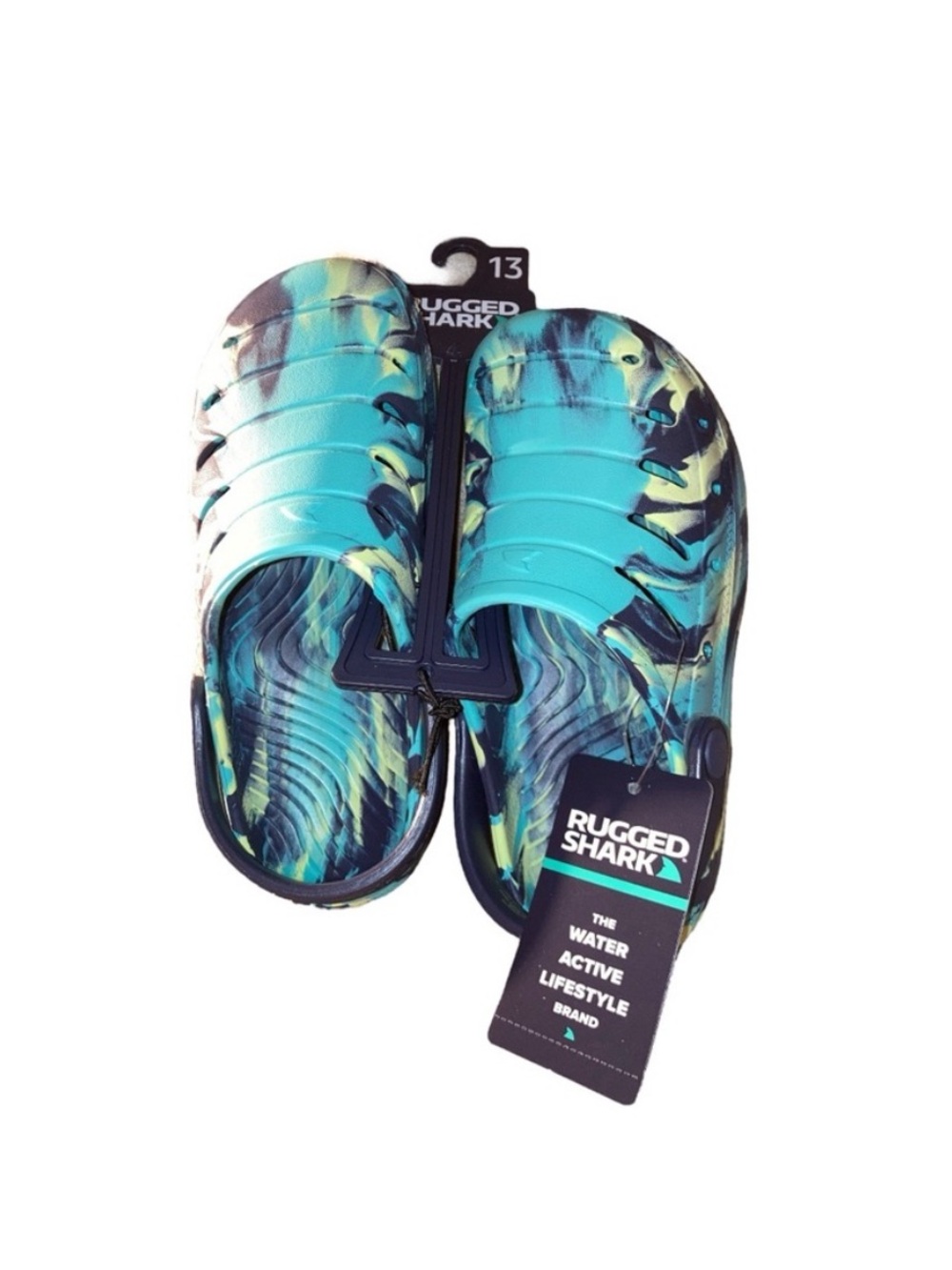 Rugged Shark Kids Aqua and Black Sandals